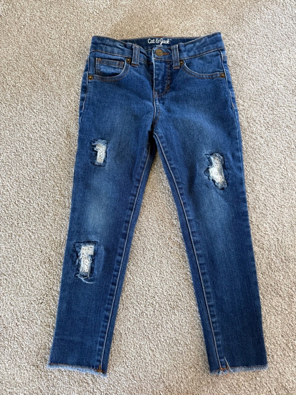 Cat & Jack Women's Skinny Ripped Midnight Blue Jeans